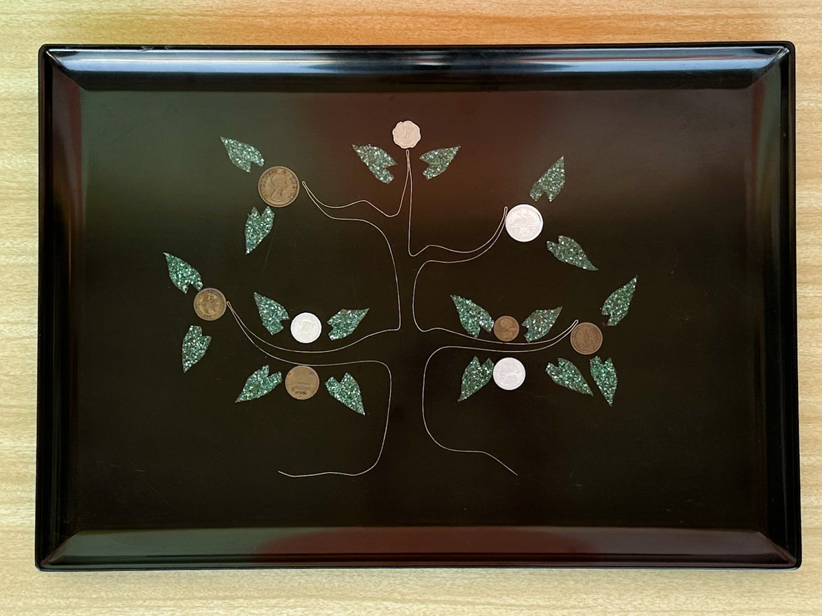 Couroc Tree of Life Tray with Inlaid Coins