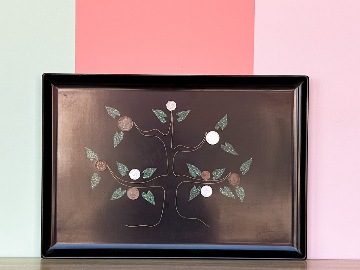 Couroc Tree of Life Tray with Inlaid Coins