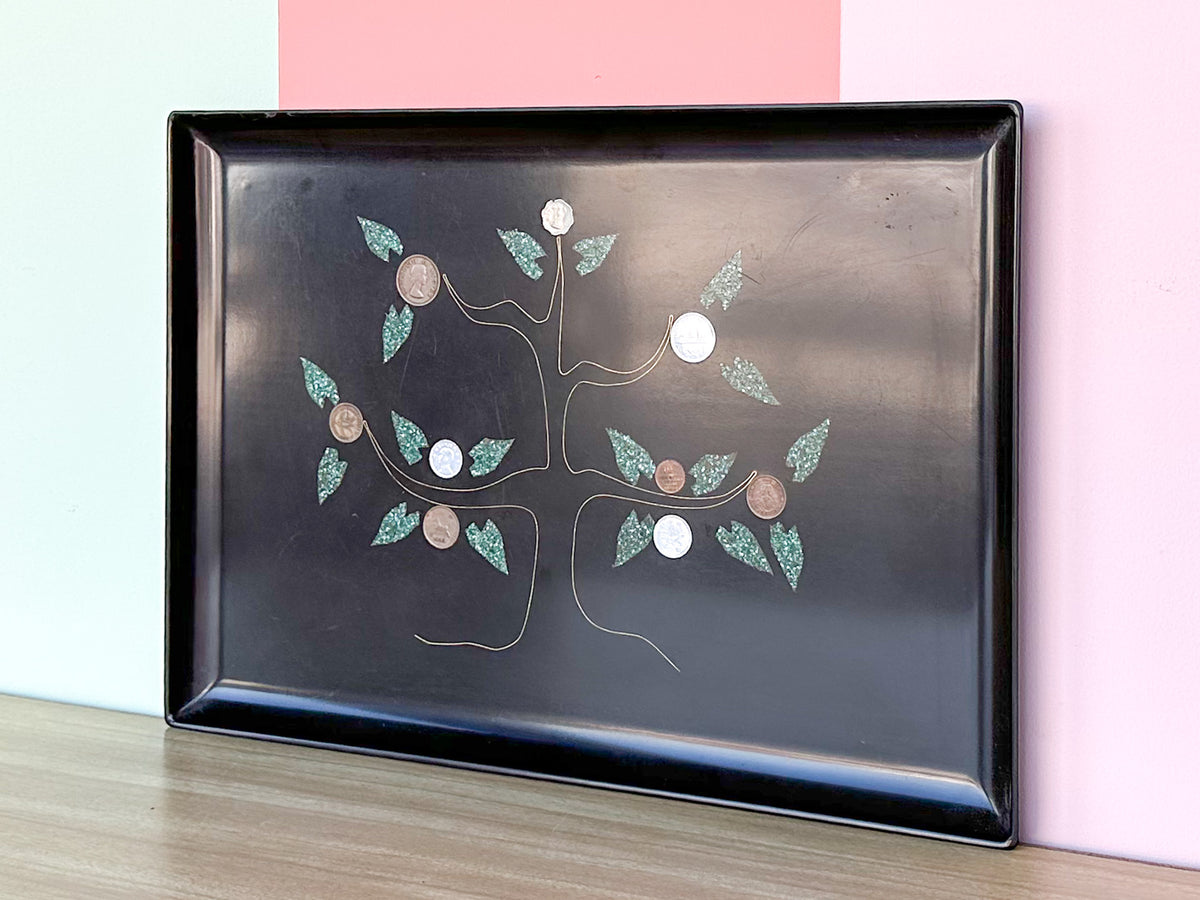 Couroc Tree of Life Tray with Inlaid Coins