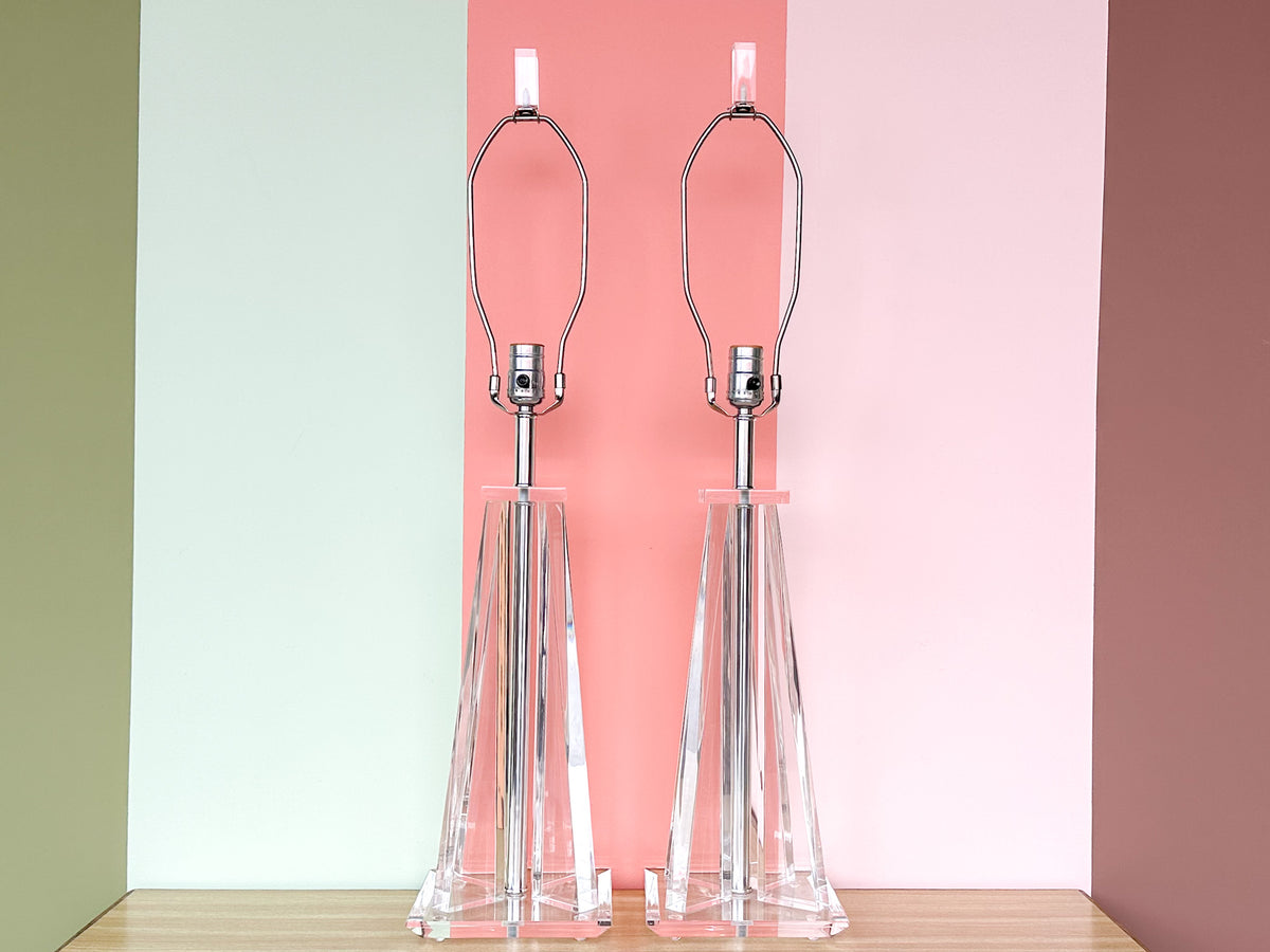 Pair of MCM Lucite Lamps