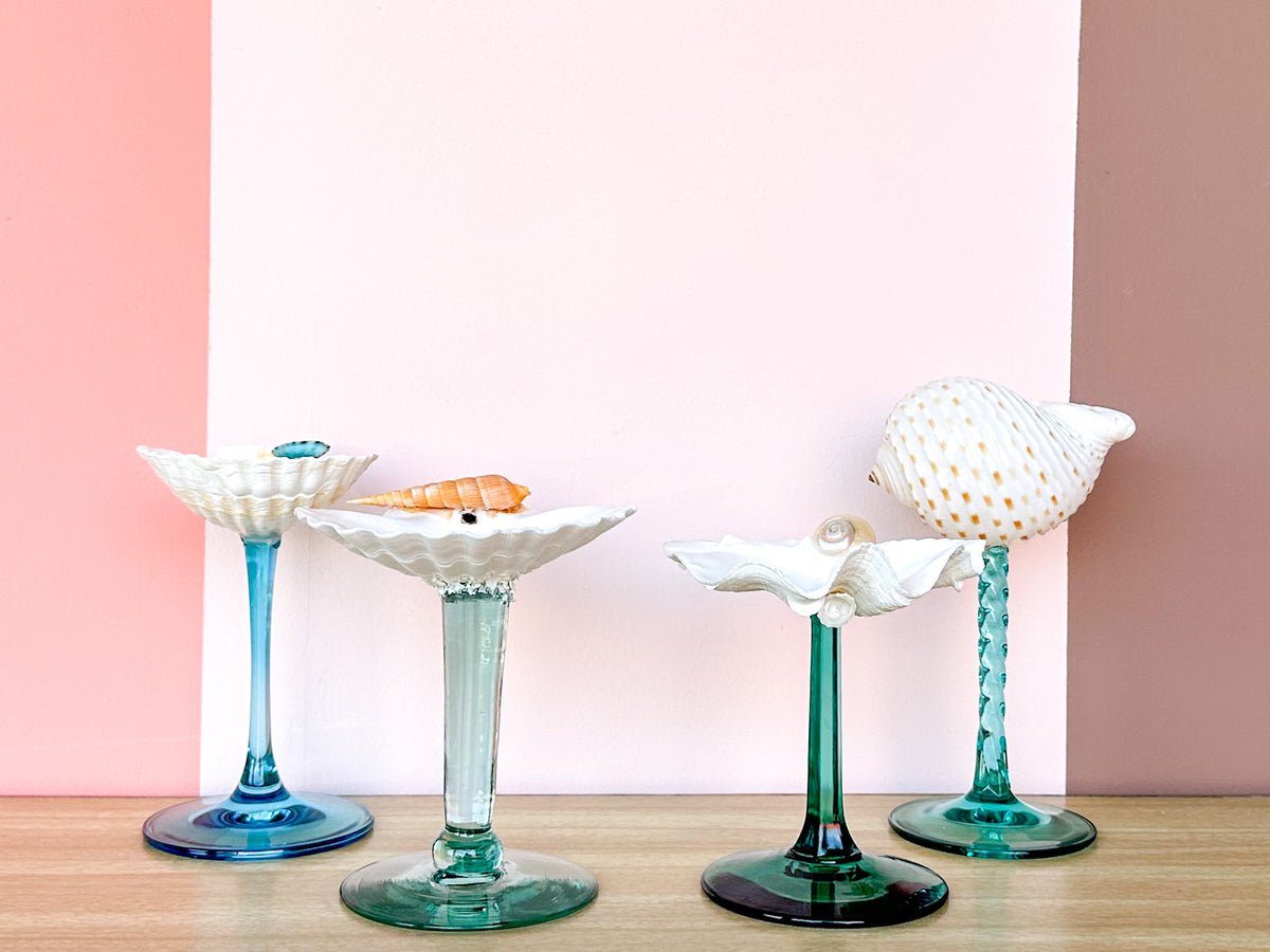 Set of Four Seafoam Shell Coupes