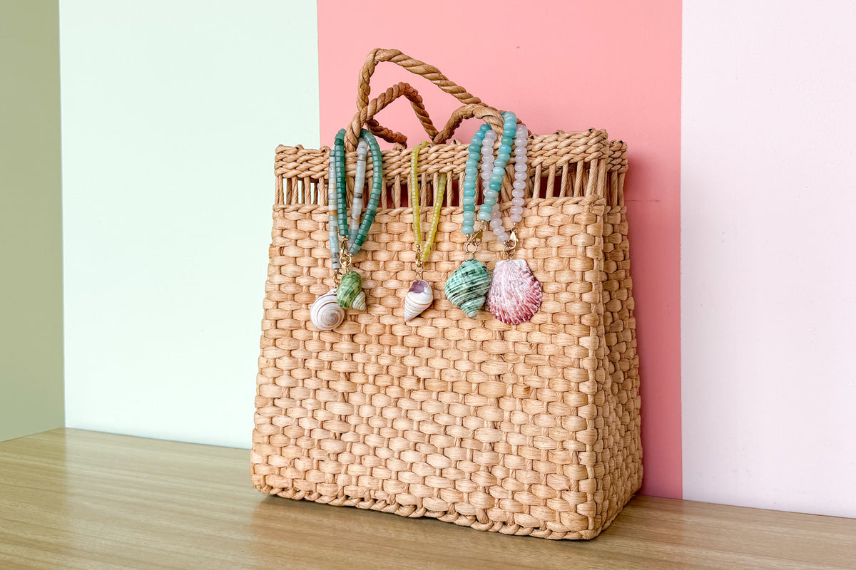 Palm Beach Regency's Mixed Amazonite Gemstone and Shell Bag Charm