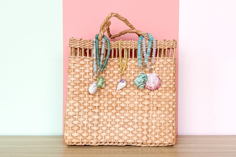 Palm Beach Regency's Mixed Amazonite Gemstone and Shell Bag Charm