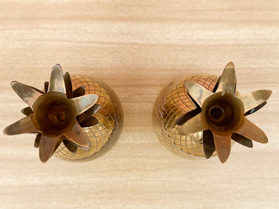 Pair of Brass Pineapple Candle Holders