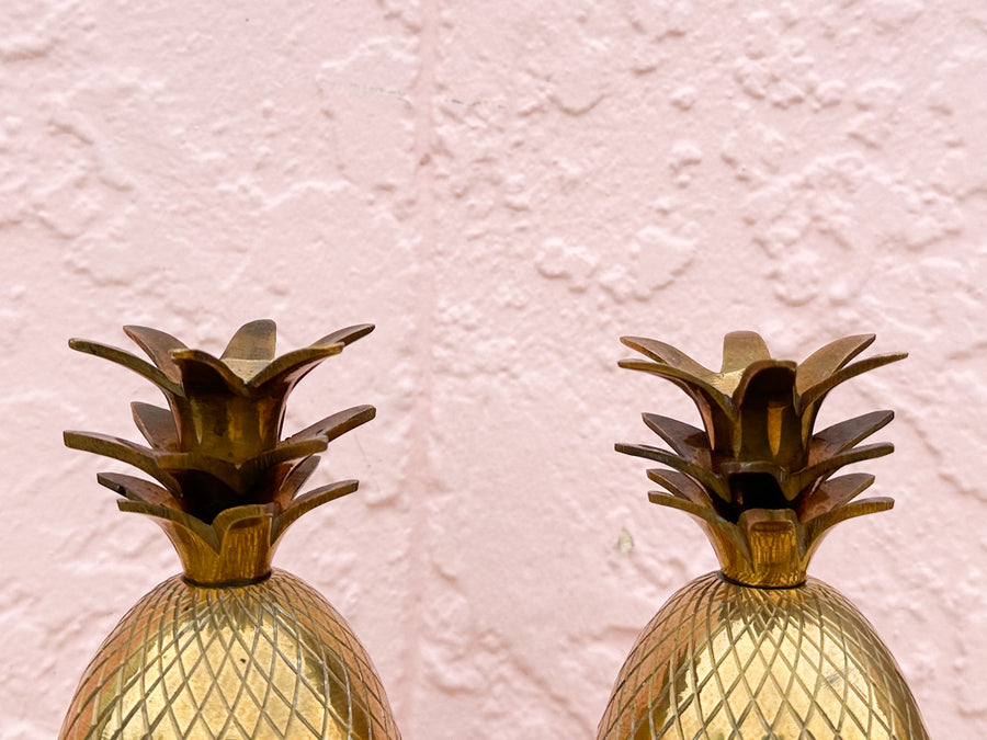 Pair of Brass Pineapple Candle Holders