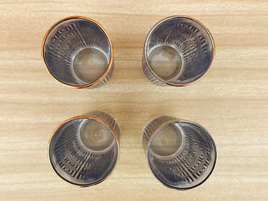 Set of Four Greek Key Glassware
