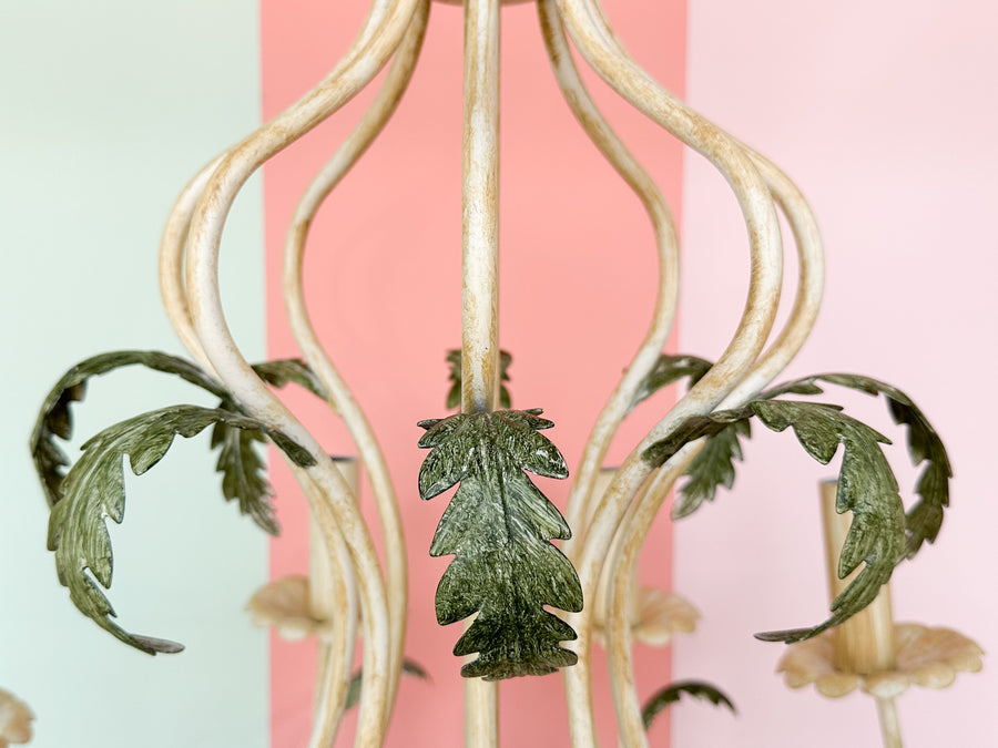 Italian Tole Spring Leaf Chandelier