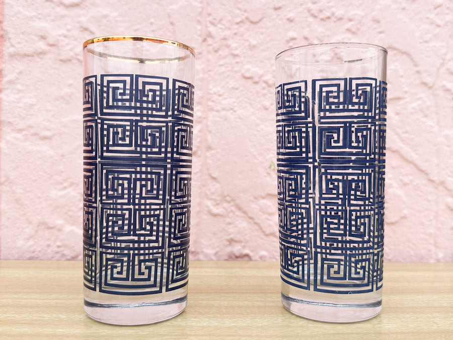 Set of Four Greek Key Glassware