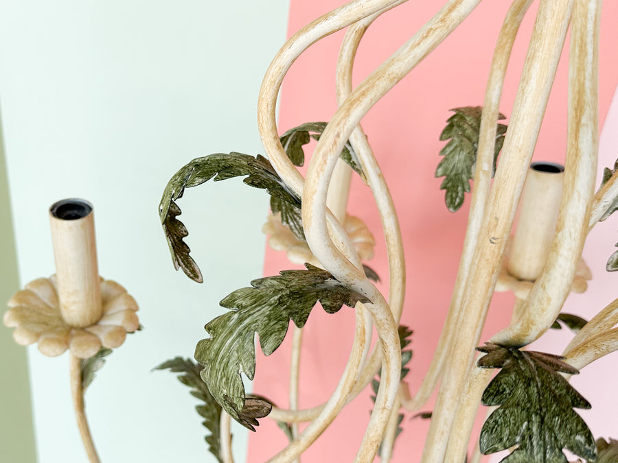 Italian Tole Spring Leaf Chandelier