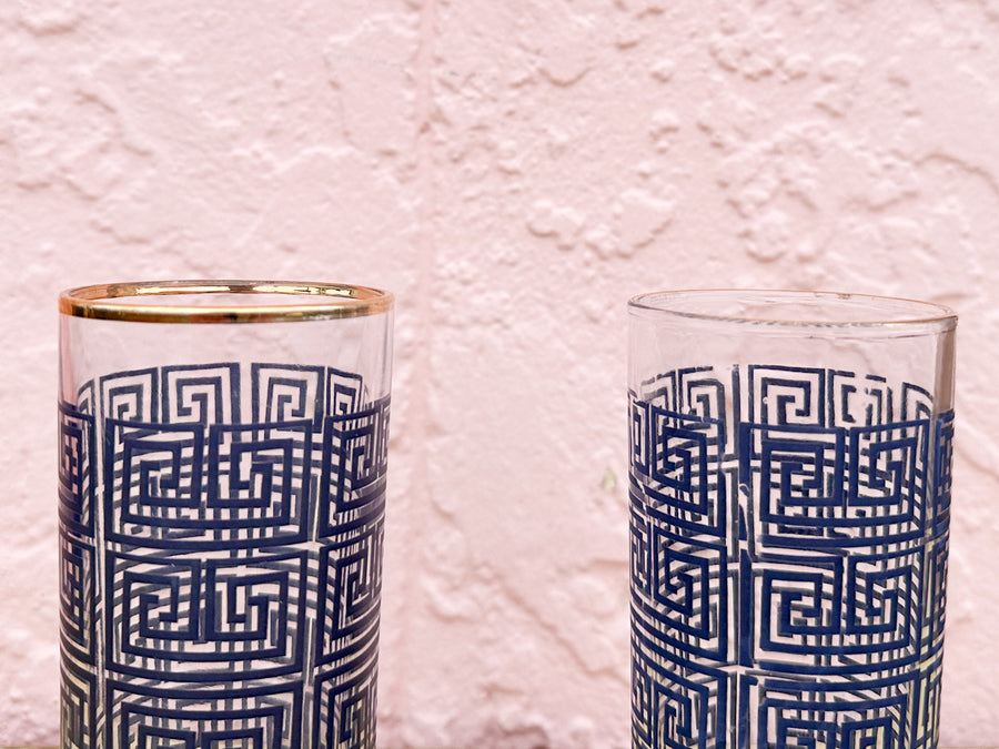 Set of Four Greek Key Glassware