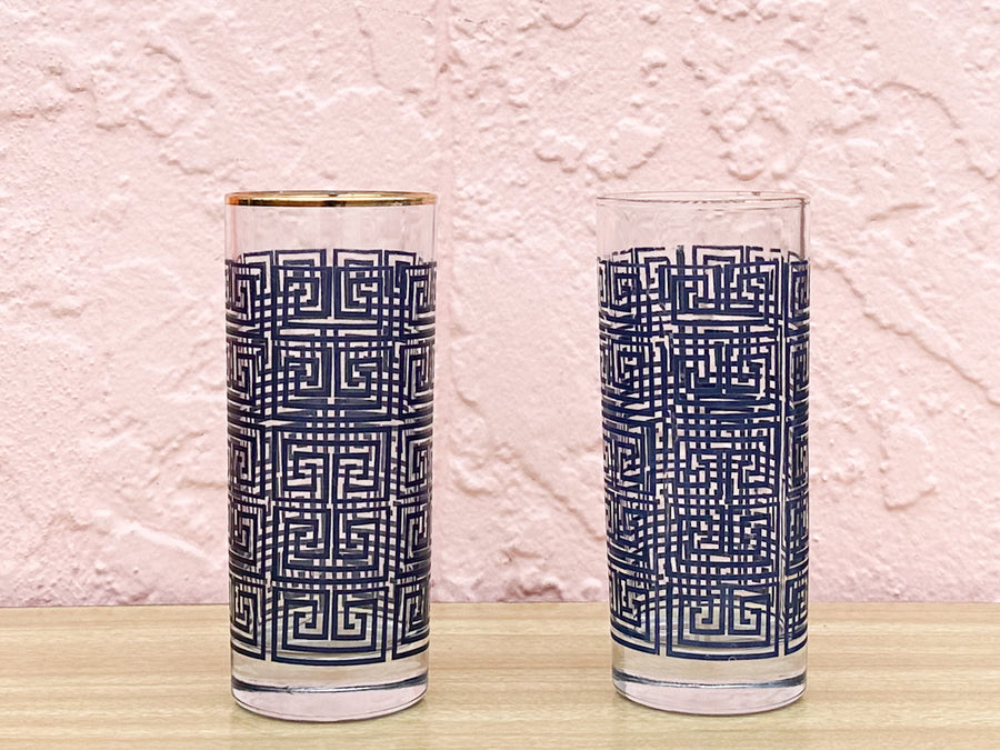 Set of Four Greek Key Glassware