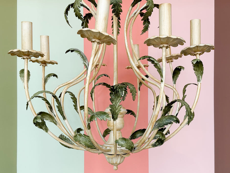 Italian Tole Spring Leaf Chandelier