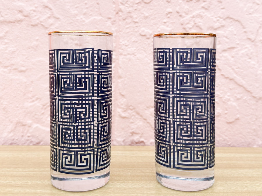 Set of Four Greek Key Glassware