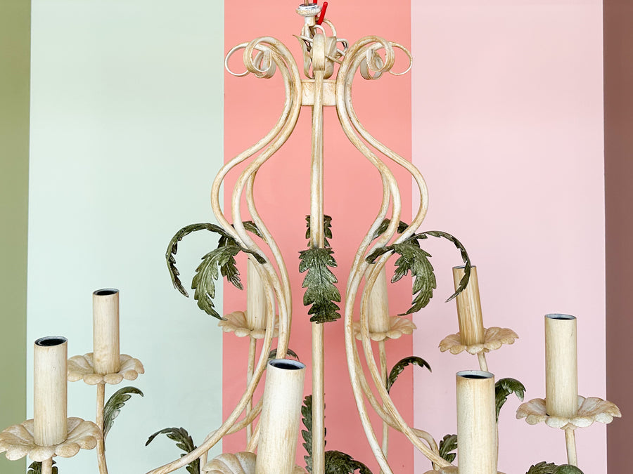 Italian Tole Spring Leaf Chandelier