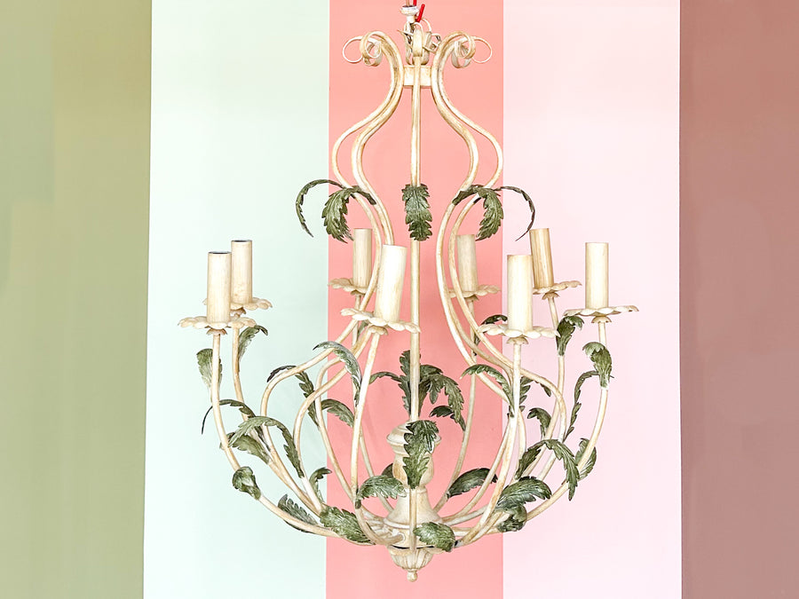 Italian Tole Spring Leaf Chandelier