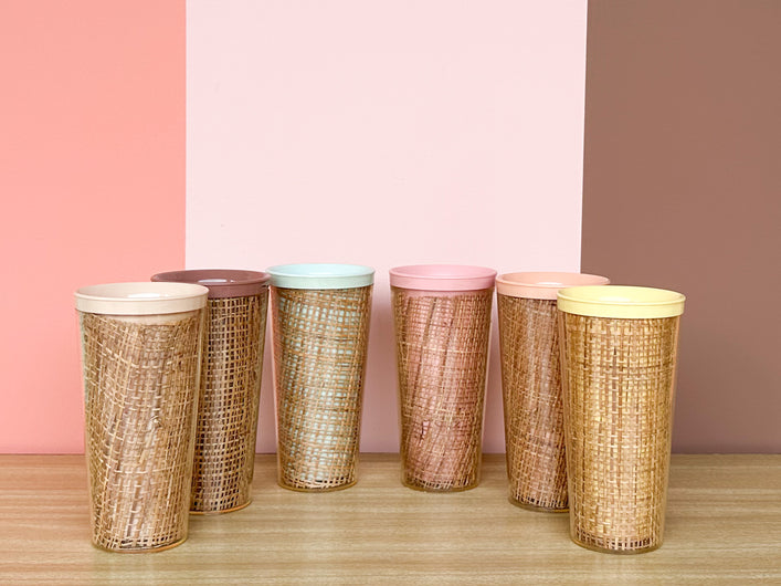 Set of Six Cute Rattan Tumblers