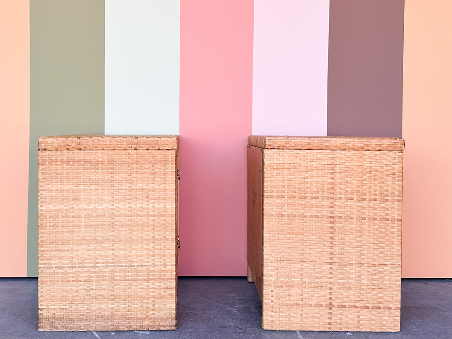 Pair of Dixie Rattan Nightstands