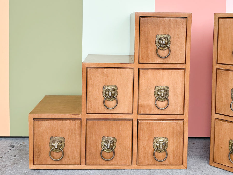 Pair of Custom Drawers with Brass Lion Pulls