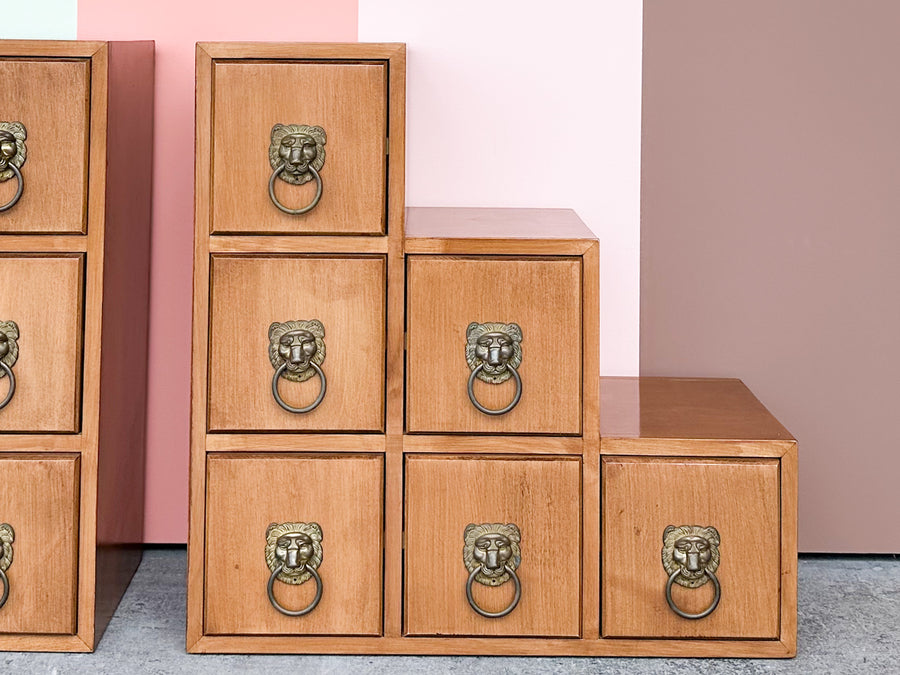 Pair of Custom Drawers with Brass Lion Pulls