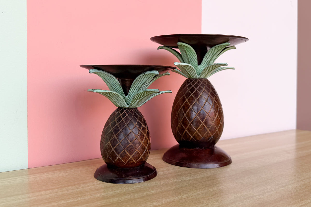 Pair of Pineapple Candle Holders