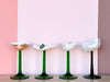 Set of Four Green Stem Shell Coupes
