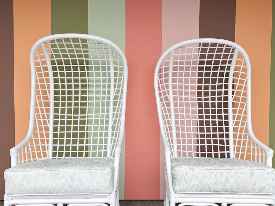 Pair of Fab Hooded Rattan Chairs