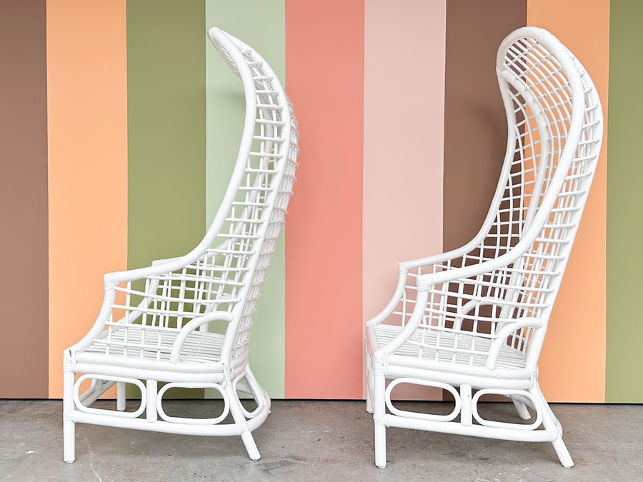 Pair of Fab Hooded Rattan Chairs