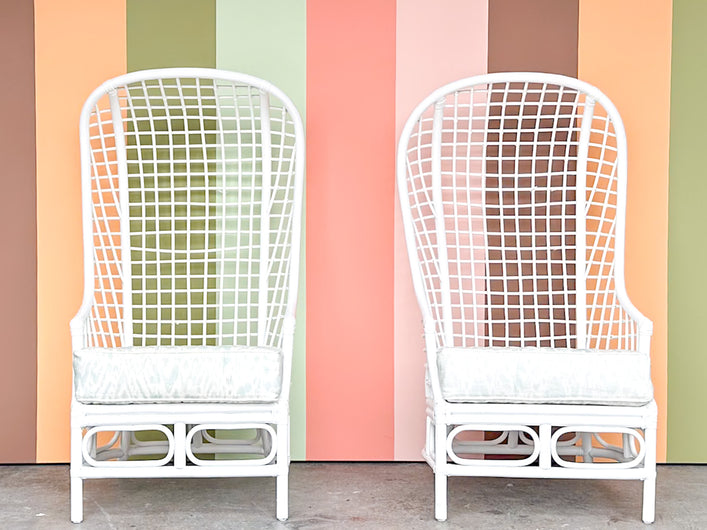 Pair of Fab Hooded Rattan Chairs