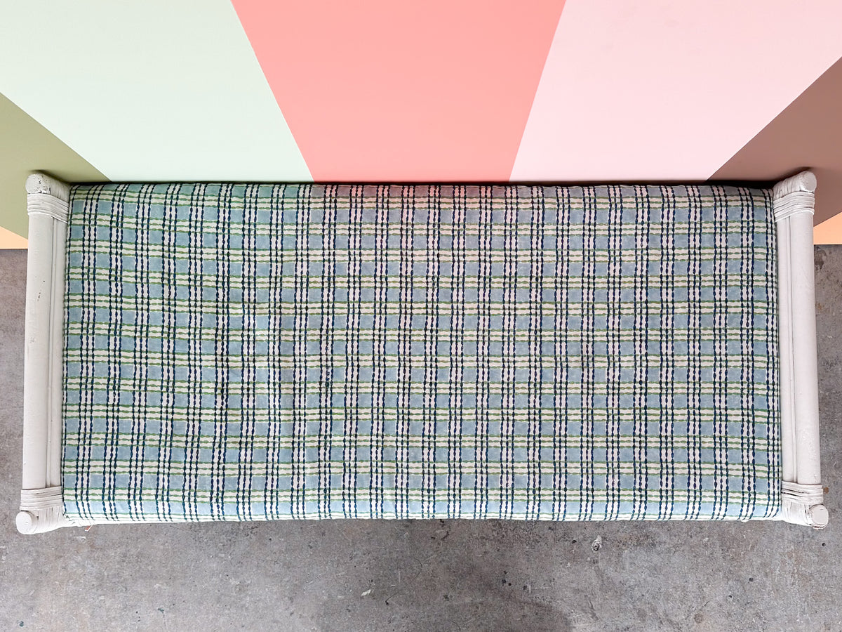 Pretty Painted Rattan Bench