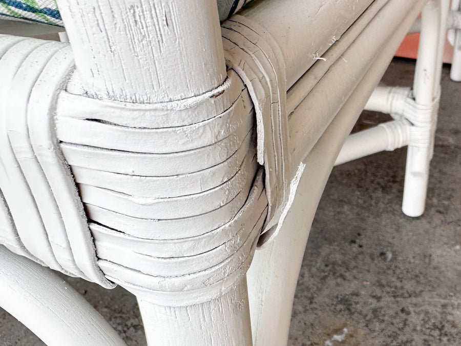 Pretty Painted Rattan Bench