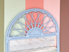 Newly Painted Coastal Style Rattan Sunburst Mirror