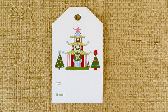 Set of Ten Holiday Pagodas Gift Tags