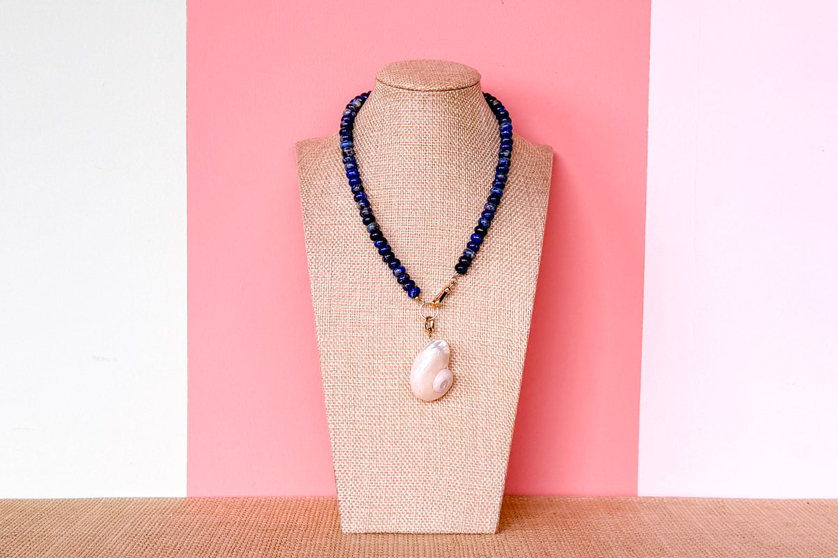 Palm Beach Regency's Lapiz Lazuli Gemstone and Shell Necklace