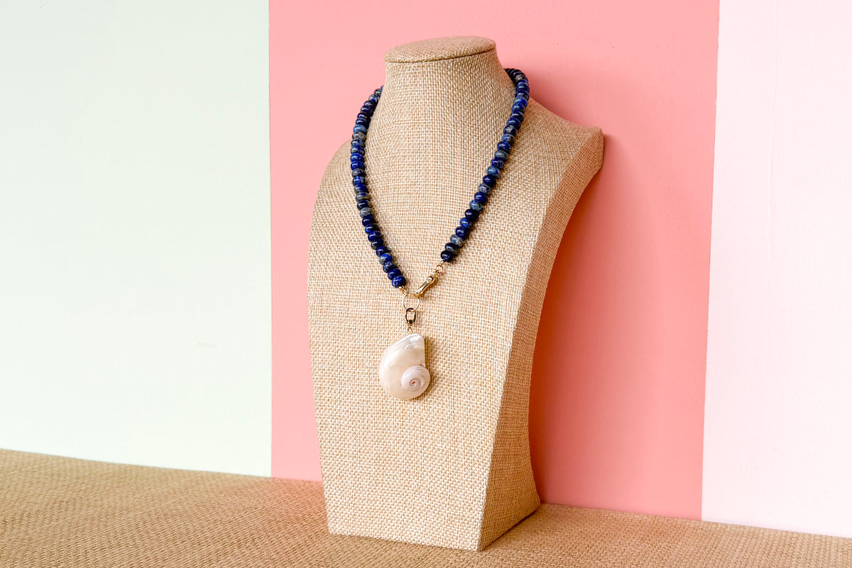 Palm Beach Regency's Lapiz Lazuli Gemstone and Shell Necklace