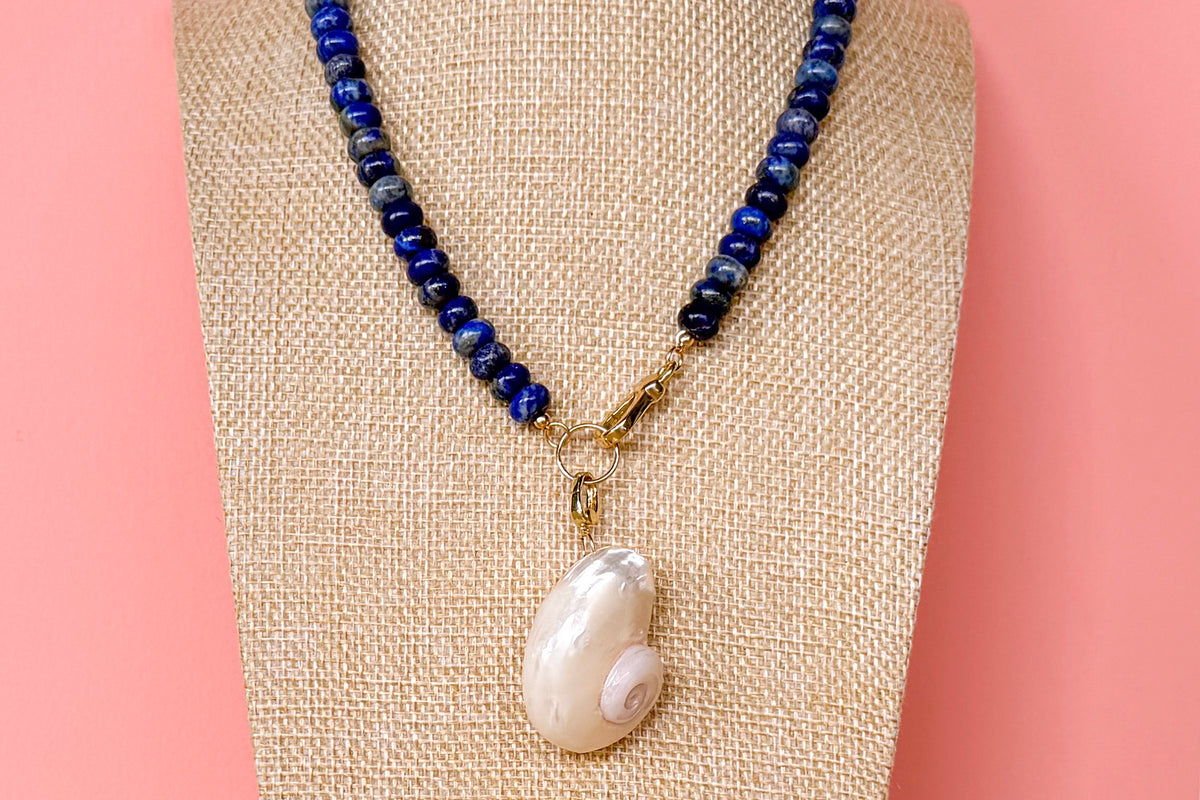 Palm Beach Regency's Lapiz Lazuli Gemstone and Shell Necklace