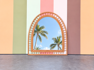 Old Florida Rattan Arch Mirror