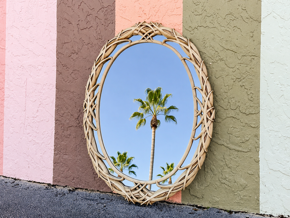 Faux Bamboo Palm Leaf Mirror