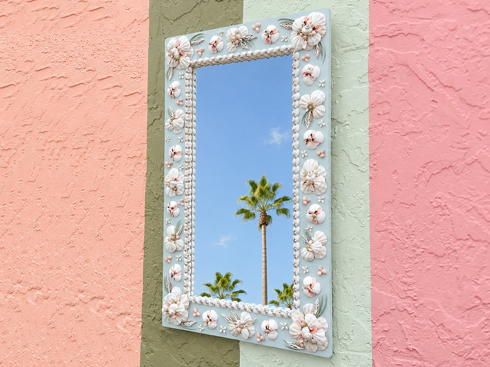 Custom Shell Flower Mirror