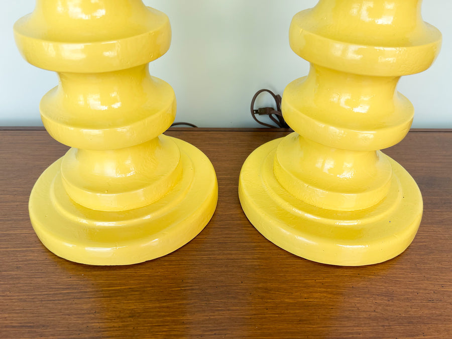 Pair of Whimsical Yellow Lamps