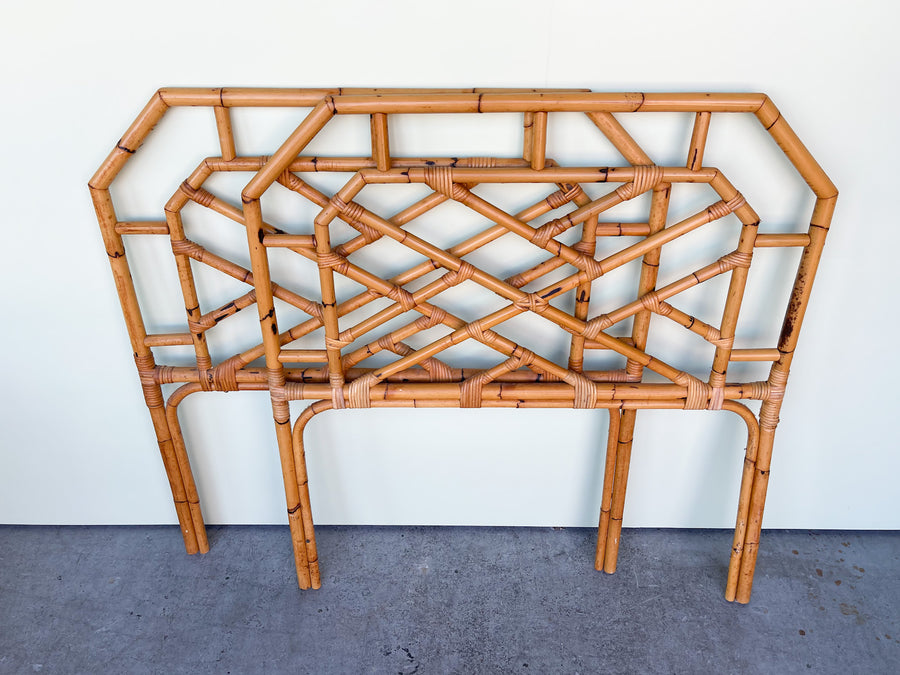 Pair of Rattan Chippendale Twin Headboards