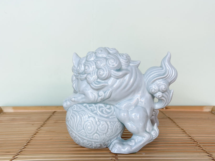 Pair of Celadon Foo Dog Figurines