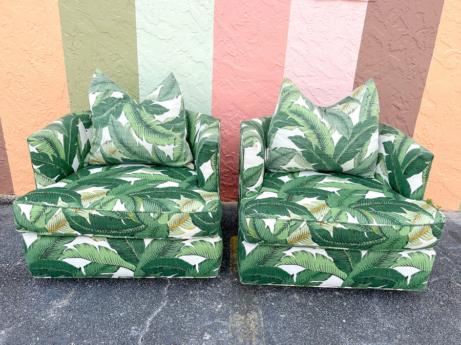Pair of Upholstered Palm Chairs