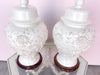 Pair of White Icing Flower Ginger Jar Lamps