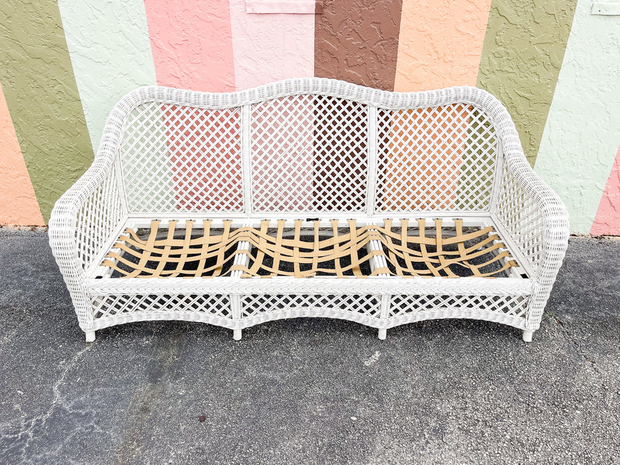 Palm Beach Braided Lattice Wicker Sofa