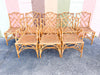 Set of Eight Italian Chippendale Rattan Dining Chairs