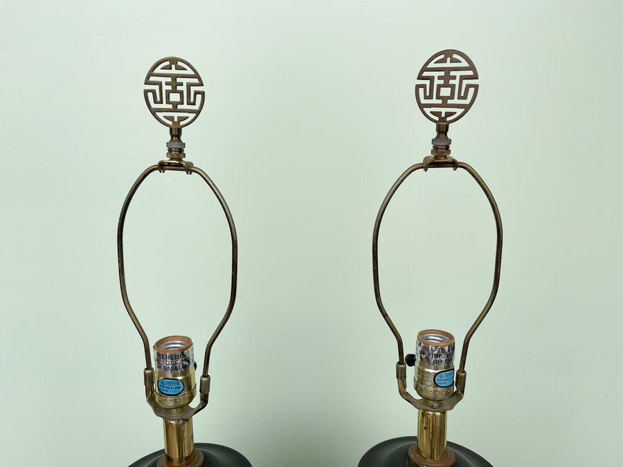 Pair of Colorful Floral Lamps