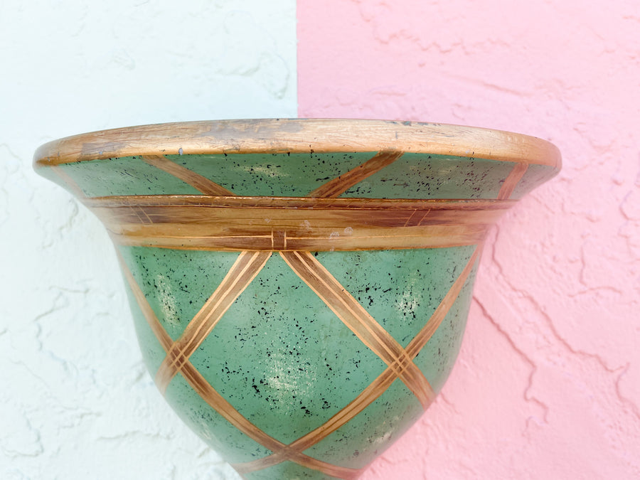 Pair of Celadon Lattice Wall Sconces