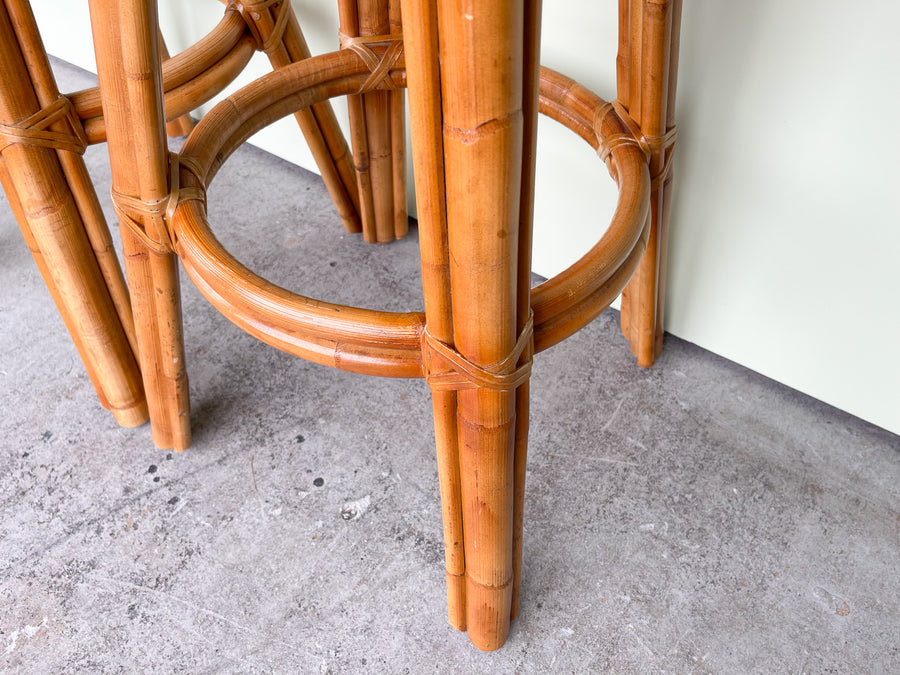 Pair of Island Style Rattan Bar Stools