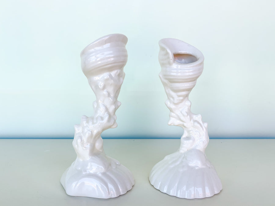 Pair of Bahamian Shell Candlesticks