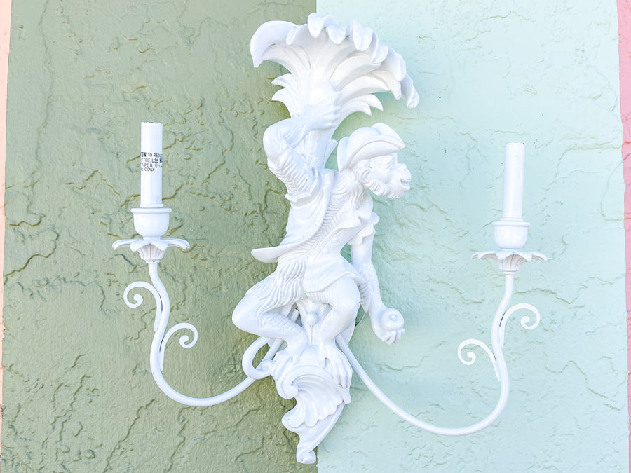 Pair of Lacquered Monkey Wall Sconces